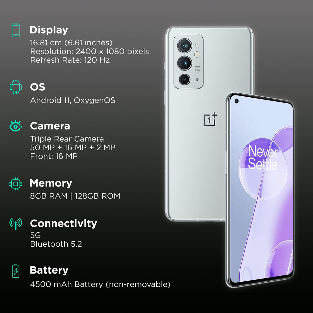 Buy OnePlus 9RT 5G (8GB RAM, 128GB, Nano Silver) Online - Croma